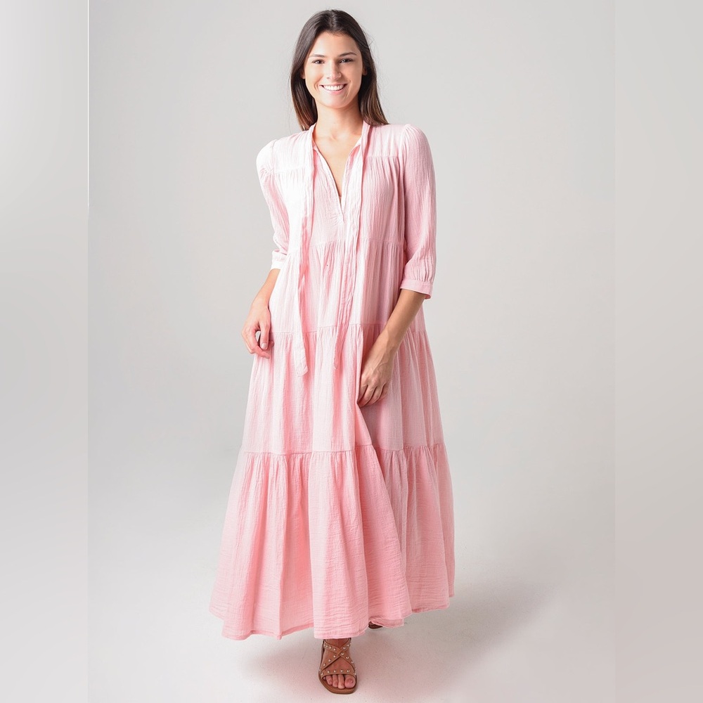 HONORINE Long Giselle Dress in Candy Pink